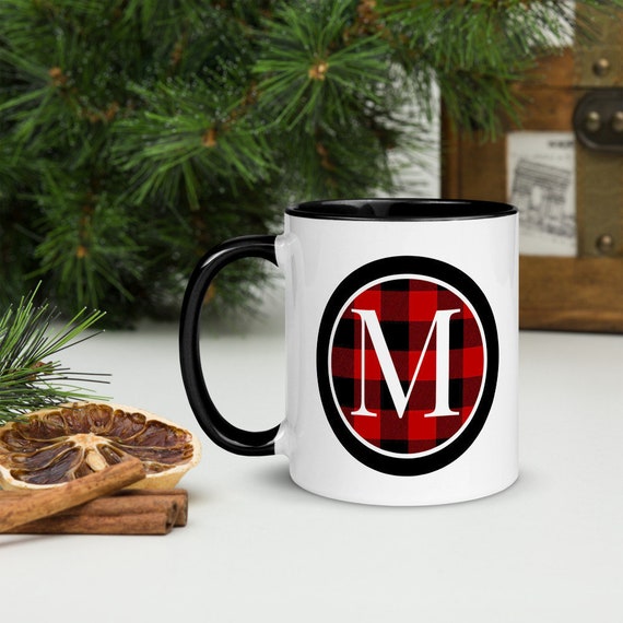 Buffalo Plaid Initial Coffee Mug, Initial Mug, Mug for Mom, Personalized Mug,  Personalized Gift, Gift for Her 
