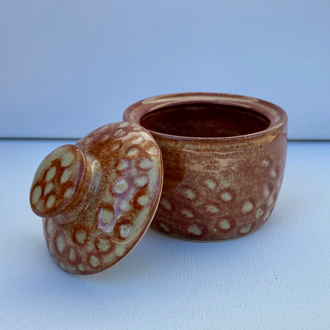 Small Handmade Ceramic Pot with Lid Albany Slip Brown Etsy