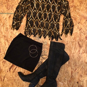 Vintage Long Sleeve Sequin Top - Laurence Kazar