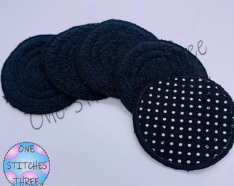 Reusable cotton pads | make up remover pads | black dots print washable face wipes | environmentally friendly make up cloths | reusable pads