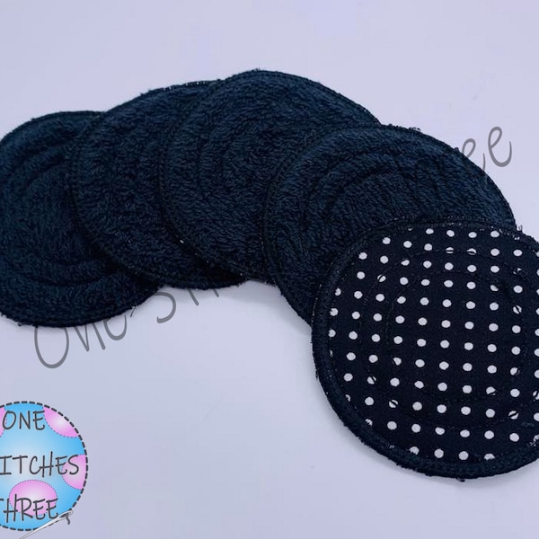 Reusable cotton pads | make up remover pads | black dots print washable face wipes | environmentally friendly make up cloths | reusable pads