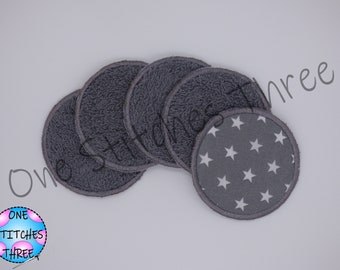 Reusable cotton pads | make up remover pads | grey star print washable face wipes | environmentally friendly make up cloths  | reusable pads