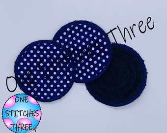 Reusable cotton pads | make up remover pads | Navy dots print washable face wipes | environmentally friendly make up cloths  | reusable pads