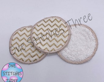 Wiederverwendbare Wattepads | Make-up-Pads | Gold Chevron waschbare Gesichtstücher | umweltschonende Schminktücher | wiederverwendbare Pads