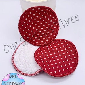 Reusable cotton pads | make up remover pads | red dot print washable face wipes | environmentally friendly make up cloths  | reusable pads