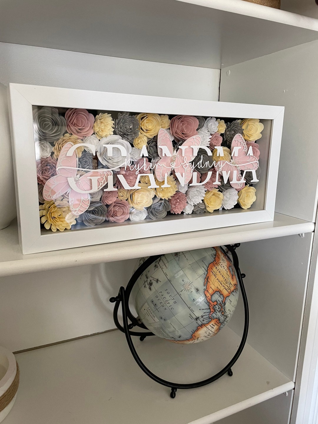 Grandma Custom Shadow Box With Grandchildrens Names Etsy