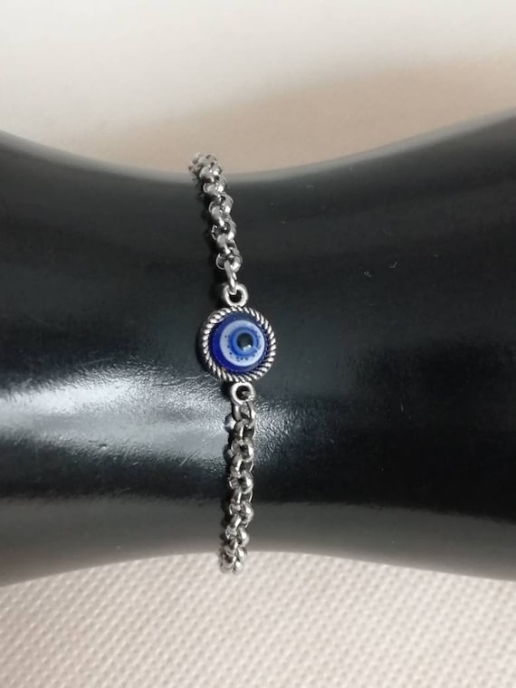 NEW silver chain cute evil eye Protection necklace bracelet anklet ring gift UK