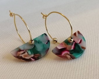 Gold hoop earrings, Acetate Acid, resin earrings, tortoise shell, earrings, elegant, resin jewelry
