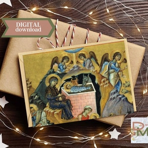 Printable Nativity Feast Christmas Card A| Orthodox Faith | Christian Gift Card | Instant Digital Download | Nativity Icon | Christmas Card