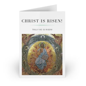 Cristo é cartão de cumprimentos aumentado | Fé Ortodoxa | Festa da Páscoa | Ícone da ressurreição | Cartão de Páscoa cristão | Idéia de presente cristão