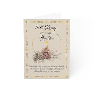 Con benedizioni sul tuo battesimo Biglietti d'auguri vuoti 2 / Fede ortodossa / Santo Battesimo / Biglietto battesimo cristiano / Idea regalo cristiana /