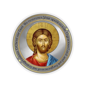 Gesù Cristo Sticker 2 / Preghiera all'icona di Cristo / Fede ortodossa / Idea regalo / Regalo cristiano / Adesivi kiss-cut