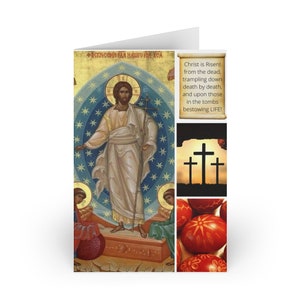 Cristo é cartão de cumprimentos aumentado 6| Fé Ortodoxa | Festa da Páscoa | Ícone da ressurreição | cartão de Páscoa cristão | Idéia de presente cristão