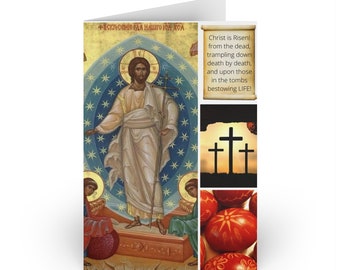 Christ Is Risen Greetings Card 6| Orthodox Faith | Pascha Feast | Resurrection Icon | Christian Easter Card | Christian Gift Idea