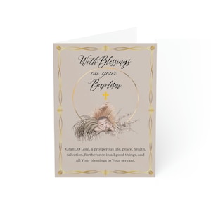 Con benedizioni sul tuo battesimo Biglietti d'auguri vuoti 4 / Fede ortodossa / Santo Battesimo / Biglietto battesimo cristiano / Idea regalo cristiana