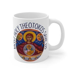 De meeste Heilige Theotokos redden ons | Orthodoxe | Christelijke Gift Idee | Keramische mok 11oz