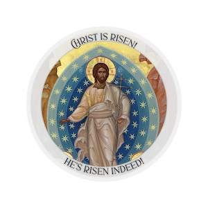 Resurrezione di Cristo con saluto pasquale / Pasqua grande e santa / Fede ortodossa / Icona della resurrezione / Idea regalo cristiana