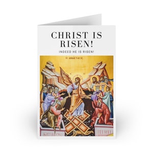 Christ Est Ressuscité Carte de Vœux 2 | | de la foi orthodoxe Fête de Pâques | | de l’icône de résurrection carte de Pâques chrétienne | Idée cadeau chrétienne