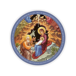 Icona della Natività con adesivo Kontakion / Fede ortodossa / Cristo è nato! / Natale Chrisitan / Idea regalo cristiana / Idea regalo