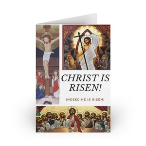 Cristo copto è risorto Biglietto di auguri 2 / Fede ortodossa / Pasqua / Icona della Resurrezione / Cartolina di Pasqua cristiana / Idea regalo cristiana