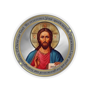 Gesù Cristo Sticker 3 / Preghiera all'icona di Cristo / Fede ortodossa / Idea regalo / Regalo cristiano / Adesivi kiss-cut