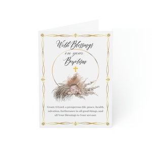 Con benedizioni sul tuo battesimo Biglietti d'auguri vuoti 3 / Fede ortodossa / Santo Battesimo / Biglietto battesimo cristiano / Idea regalo cristiana