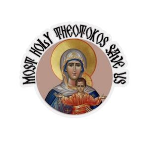 Allerheiligste Theotokos Save Us | Orthodoxer Glaube | Christliche Geschenkidee | Kiss-Cut Sticker