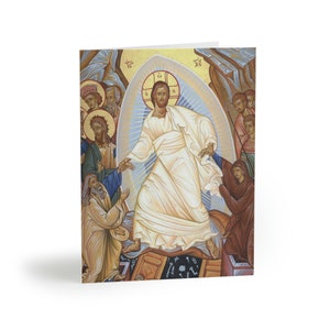 Icona della Resurrezione Biglietti d'auguri vuoti/Fede ortodossa/Festa pasquale/Biglietto di simpatia cristiana/Idea regalo cristiana