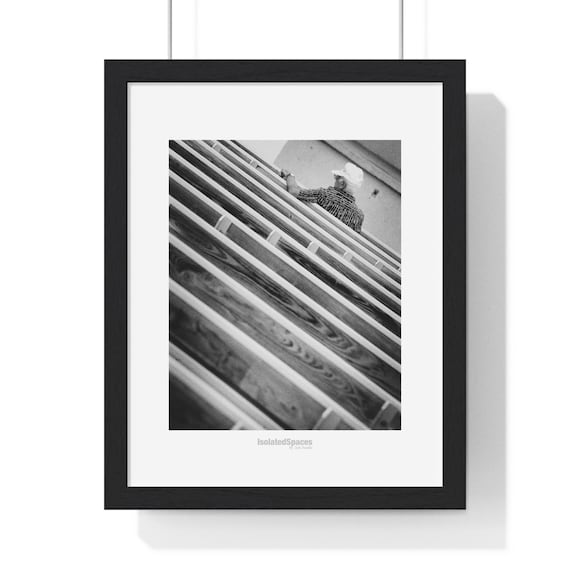 Waiting For The Wife - Framed Black and White Street Photo of Elderly Man