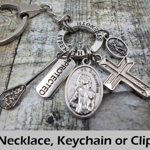St. Sebastian Patron Saint of Lacrosse Lucky Charm Amulet, Necklace, Keychain or Clip