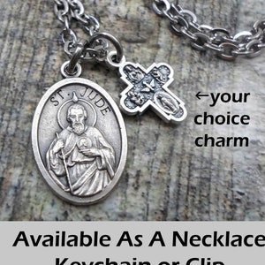 St. Jude, Patron Saint of the Impossible, Charm, Necklace, Keychain, Clip