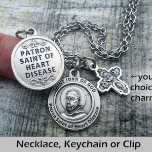 St. John of God, Patron Saint of Heart Disease, Charm Necklace, Keychain or Clip, Your Choice Charm, Catholic Faith Inspired Gift