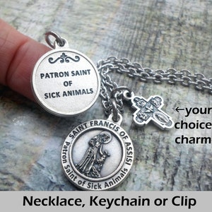 St. Francis of Assisi, Charm Necklace, Keychain or Clip, Patron Saint, Catholic Confirmation Gift
