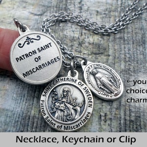 St. Catherine of Sweden, Patron Saint of Miscarriages, Charm Necklace, Keychain or Clip, Your Choice Charm, Catholic Faith Inspired Gift