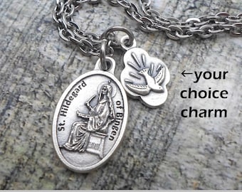 St. Hildegard of Bingen, Patron Saint of Musicians and Writers, Necklace, Keychain or Clip.