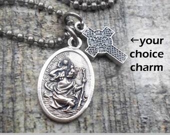 St. Christopher Patron Saint of Traveler Protection, Necklace, Keychain or Clip