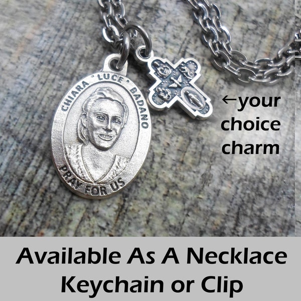 Blessed Chiara Badano Necklace, Keychain or Clip, Patron Saint, Chiara Luce Confirmation Gift,