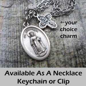 St. Dymphna, Style 2, Keychain, Necklace or Clip, Patron Saint of Mental Health, Those With Depression, Anxiety, Get Well Gift