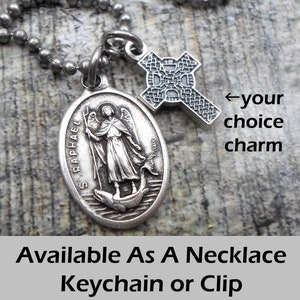Archangel Raphael, The Healer, Necklace, Keychain or Clip, Patron Saint, St. Raphael Get Well Gift, Your Choice Italian Charm