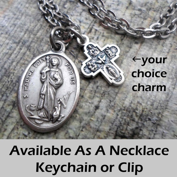 St. Martha of Bethany, Patron Saint of Homemakers, Money Matters, Prosperity,  Necklace, Keychain or Clip, Patron Saint Confirmation Gift