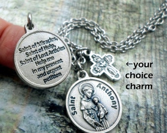 May include: Silver necklace with a Saint Anthony charm and a charm that says "Saint of Miracles, Saint of Help, Saint of Lost Articles Help me in my present and urgent petition".