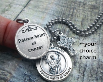 St. Peregrine Medal, Patron Saint of Cancer, Necklace, Keychain or Clip