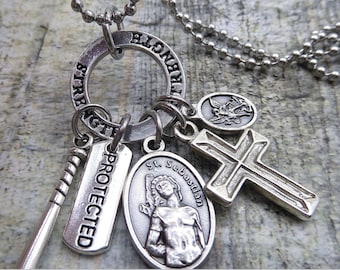 St. Sebastian, Patron Saint of Baseball, Strength based Lucky Charm Amulet, Patron Saint Confirmation Gift, Catholic Jewelry
