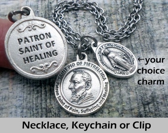 Clip or Necklace Catholic Jewelry Pio of Pietrelcina Keychain St Handcrafted with lOve! Padre Pio Confirmation Gift Patron Saint