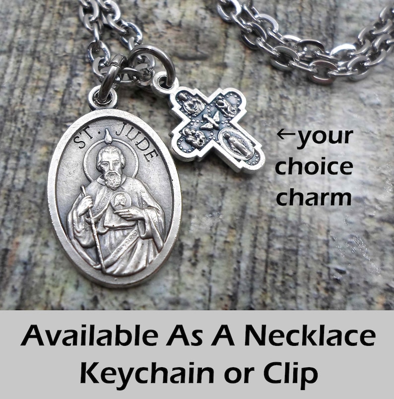 St. Jude Patron Saint of the Impossible Charm Necklace Etsy