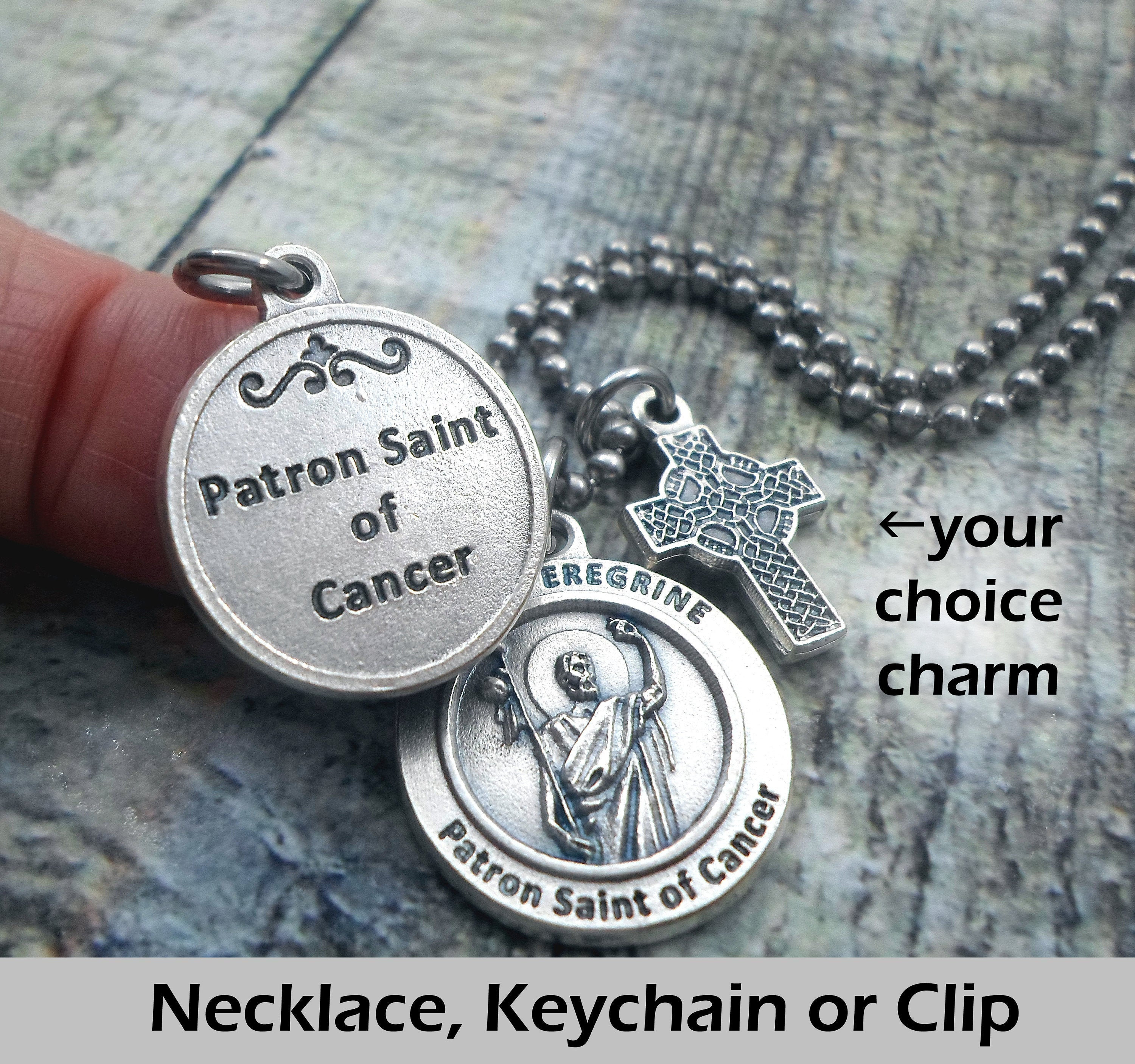 St. Peregrine Patron Saint of Cancer Charm Necklace Etsy