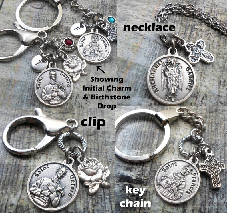 St. Maximilian Kolbe, Patron Saint of Addictions, Charm Necklace, Keychain or Clip, Your Choice Charm, Catholic Faith Inspired Gift image 4