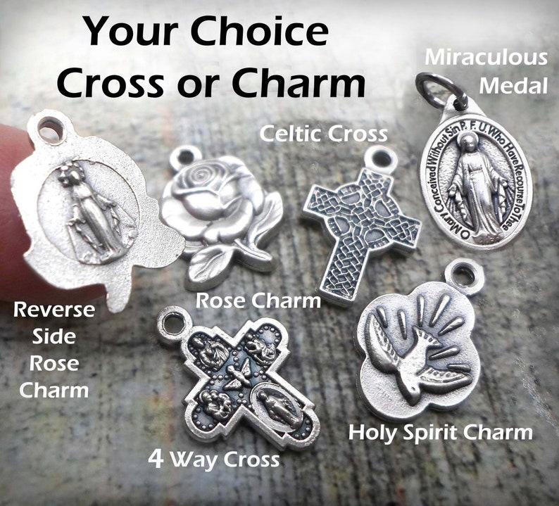 St. Maximilian Kolbe, Patron Saint of Addictions, Charm Necklace, Keychain or Clip, Your Choice Charm, Catholic Faith Inspired Gift image 3