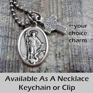 St. Bernard Patron Saint of Mountain Climbers, Skiers, and Hikers, Necklace, Keychain or Clip immagine 1