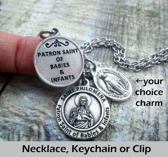 St. Philomena Patron Saint of Babies Charm Necklace Etsy